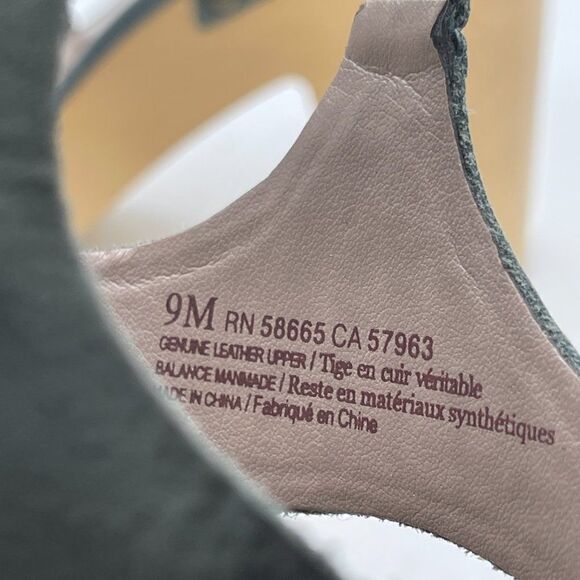 Hinge Parker Strappy leather wooden heel Dusty Blue Sandal 9 - Picture 10 of 11